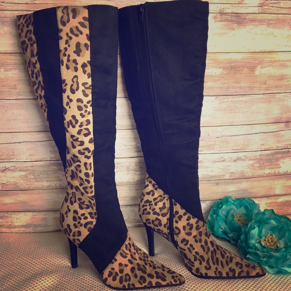 San Remo Leopard Boots, Size 8 1/2